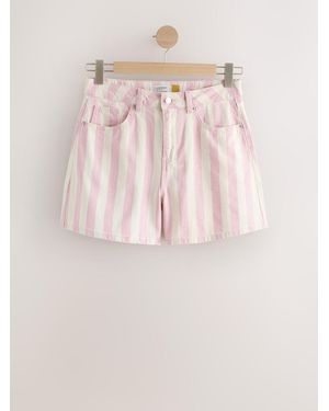 Next High Rise A-Line Denim Shorts - Pink