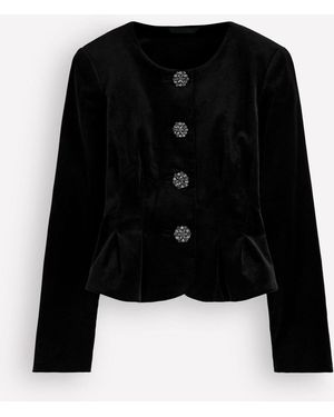 Boden Velvet Waisted Top - Black