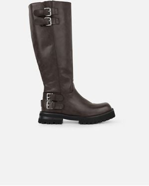 SIMMI Brian Knee High Chunky Boots - Black