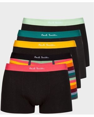 Paul Smith Signature Stripe Contrast Band Boxers 5 Pack - Black