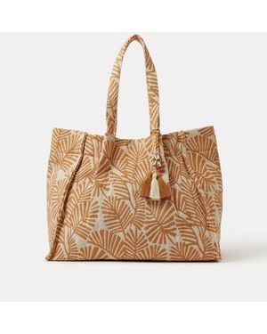 Accessorize Palm Print Beach Tote Bag - Natural