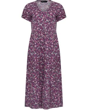 M Com Notch Neck Dress - Purple