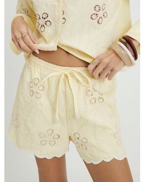 River Island Embroidered Cutwork Shorts - Natural