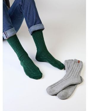 Totes Chunky Wool Blend Thermal Boot Socks 2 Pack - Green