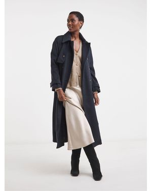 JD Williams Wool Blend Trench Coat - Blue