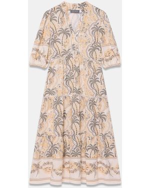 Mint Velvet Palm Print Midi Dress - Natural
