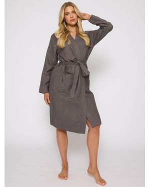 Loungeable Cotton Waffle Robe - Grau