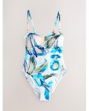 Next Kew Collection/Bluefloral Shaping Tummy Control Bandeau Swimsuit