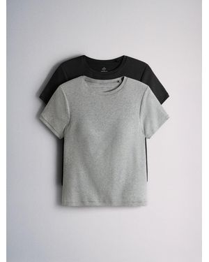 The Set 2 Pack Hidden Support Short Sleeve T-Shirts - Grey