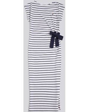 U.S. POLO ASSN. U. Polo Assn U. Polo Assn. Stripe Tie Detail Midi Dress - White