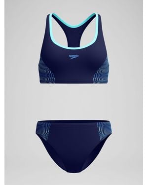 Speedo Placement Racerback Two Piece Bikini - Blue