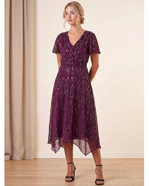Roman Petite Foil Printed Dress - Purple