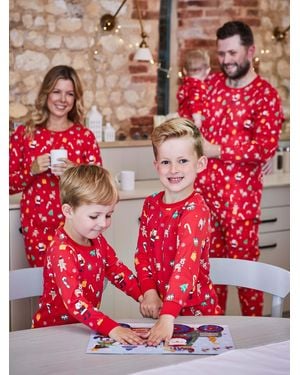 Jojo Maman Bébé Weihnachtliches Pyjama-Set - Rot