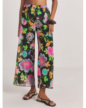 Figleaves Floral Mesh Beach Pants - Black