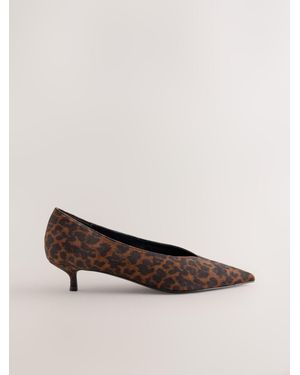 Next Leopard Standard Fit Forever Comfort Court Kitten Heels - Natural