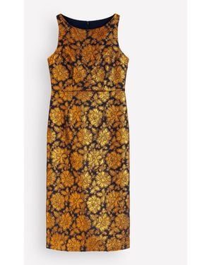 Boden Jacquard Boat Neck Dress - Natural
