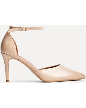 Linzi Thea Closed Back Stiletto Court Heels With Ankle Strap - Natural