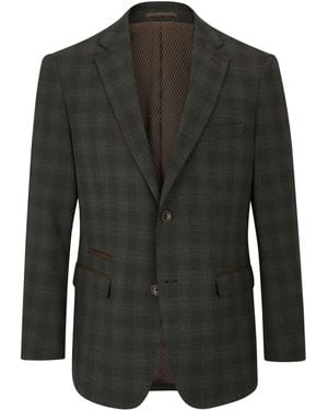 Skopes Leone Check Tailored Fit Suit Jacket - Black