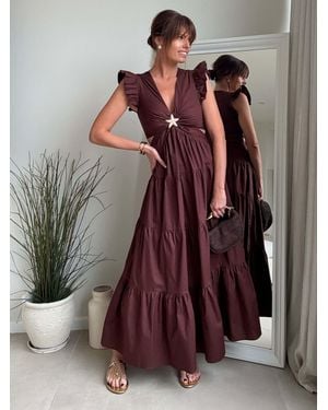 Style Cheat Indie Tiered Dress - Brown