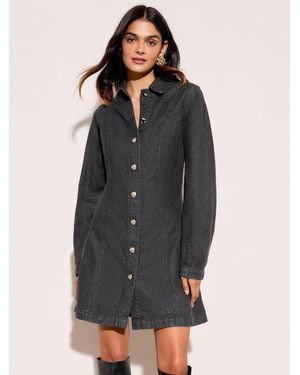 Friends Like These Denim Shirt Mini Dress - Gray