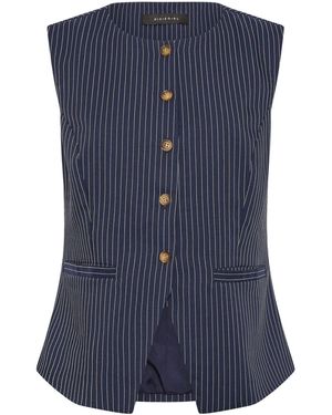 PixieGirl Petite Pinstripe High Neck Waistcoat - Blue