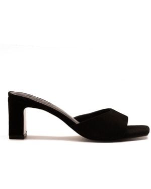 OFF THE HOOK Park Suede Block Heel Sandals - Black
