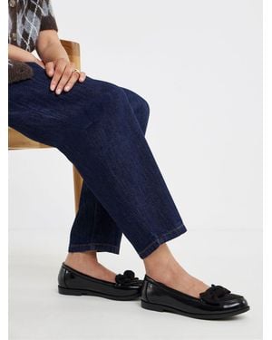 Simply Be Wide Fit Bow Detail Flat Shoes - Blue
