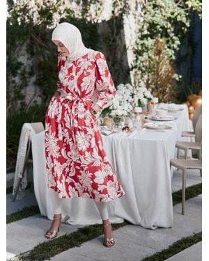 Boden Ava Linen Blend Midi Dress - Red