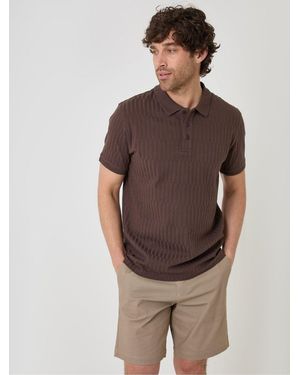 Threadbare Textured Cotton Polo Shirt - Brown
