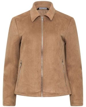 M Com Faux Suede Bomber Jacket - Brown