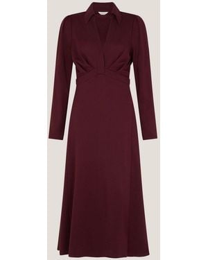 Monsoon Polly Ponte Midi Shirt Dress - Purple