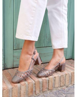 Linzi Sandria Handwoven Slingback Court Shoes - Gray