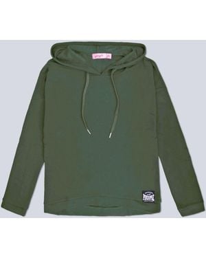 Pineapple Dip Hem Hoodie - Green