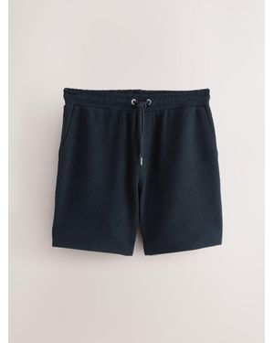 Next Textured Geometric Pattern Jersey Shorts - Blue