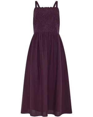 M Com Linen Blend Cornelli Dress - Lila