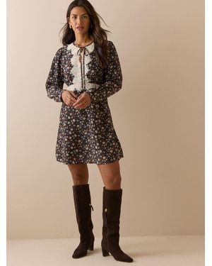 Nobody's Child Nobodys Child Ditsy Floral Lace Trim Priscilla Mini Dress - Natural