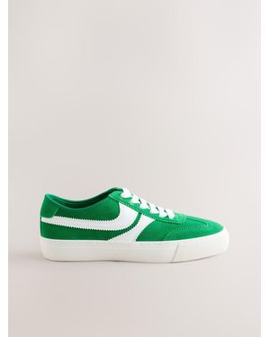 Next Forever Comfort Suede Side Stripe Skater Lace Up Sneakers - Green