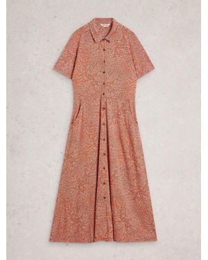 White Stuff Rua Jersey Shirt Dress - Pink