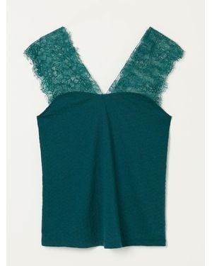 FatFace Fatface Lexi Lace Shoulder Sleeveless Top - Green