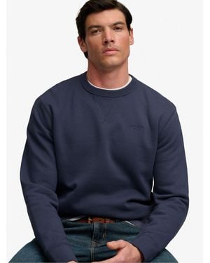 Superdry Essential Stacked Logo Crew Neck Sweat Top - Blue