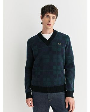 Fred Perry Fred Perry Watch Tartan Sweater - Blue
