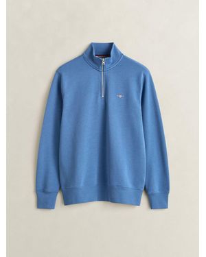 GANT Shield Logo Half Zip Sweatshirt - Blue