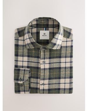Next Brushed Flannel Shirt - Gray