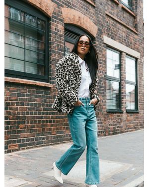 Roman Petite Leopard Print Faux Fur Jacket - Natural