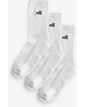 Self 3 Pack Cushion Sole Lounge Ankle Socks 3 Pack - White