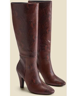 Sosandar Leather Knee High Heeled Boots - Brown