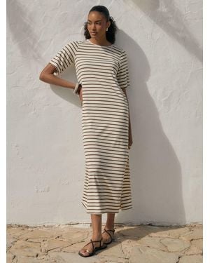 Threadbare Stripe Jersey Maxi T-Shirt Dress - Gray