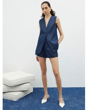 River Island Denim Longline Waistcoat - Blue