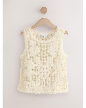 Next Ecru Crochet Sleeveless Tank Top - Natural