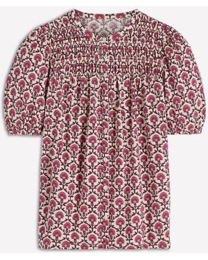 Boden Mya Short Sleeve Smocked Shirt - Pink